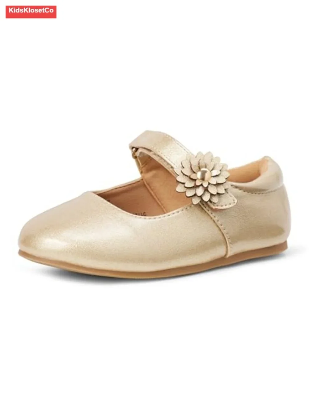 Girls' Mary Jane Flats - Faux Patent Leather, Hook & Loop Strap
